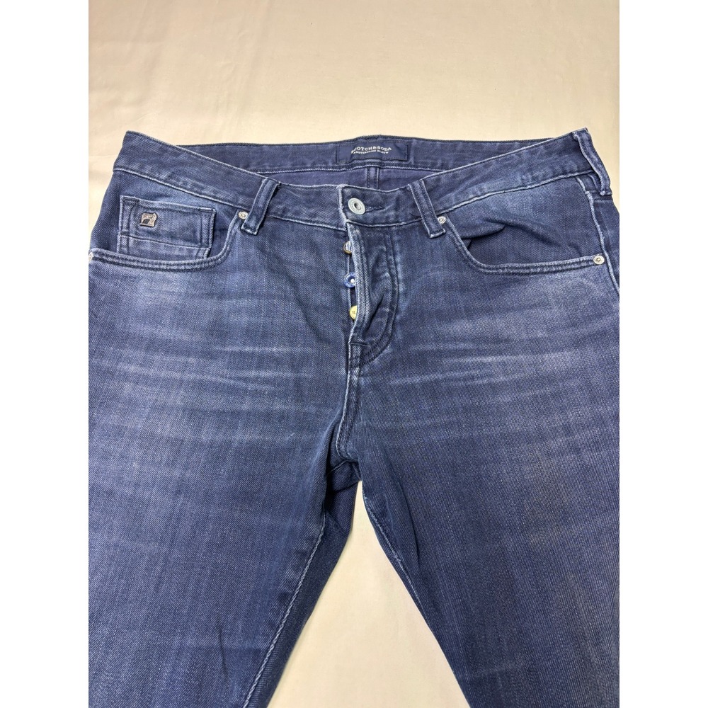 Scotch & Soda Amsterdams Blauw True Blue Jeans Mens 32x34 Dark Wash Button Fly - Picture 2 of 16